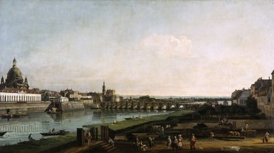 アウグストゥスブリュッケの上のエルベ川右岸のドレスデン 作： Bernardo Bellotto